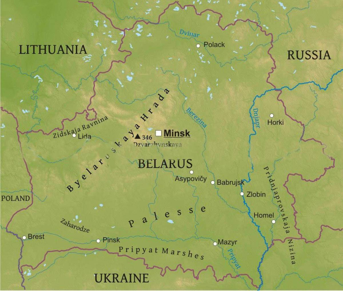 Carte de la Biélorussie physique